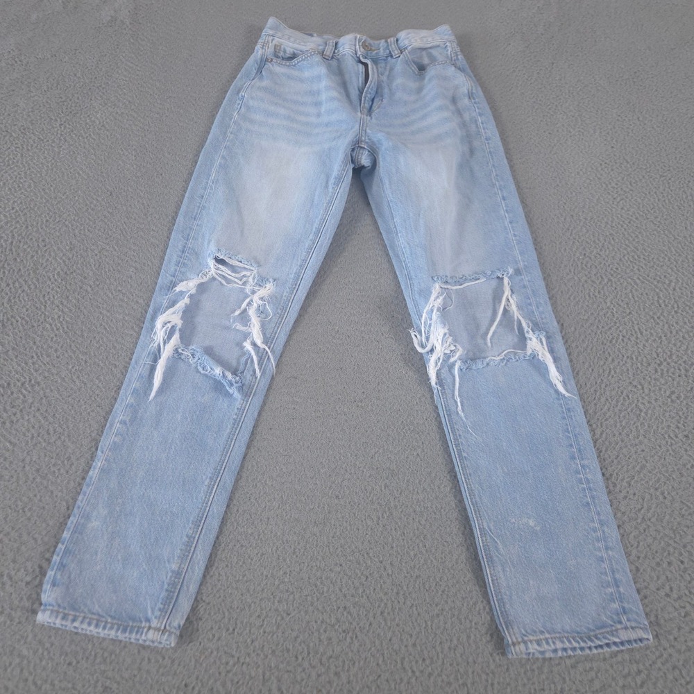 American Eagle Jeans Womens 0 Blue Mom Distressed Tapered 100% Cotton Denim